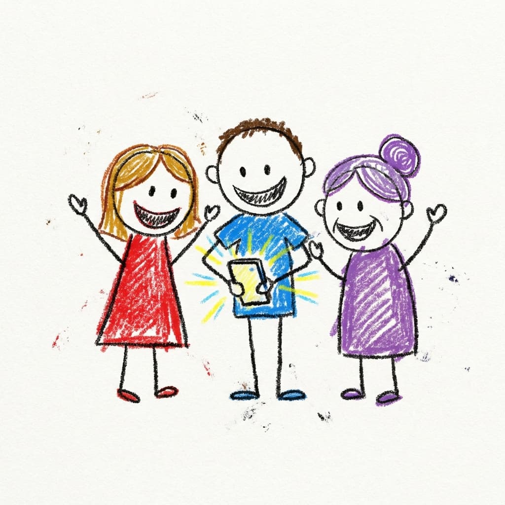 Family watching illustration